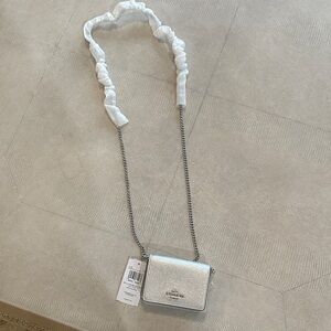 Coach Silver Mini  card case Crossbody Bag with Chain Strap
